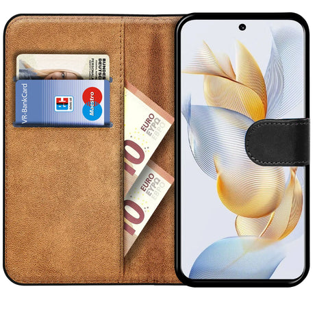 Honor 90 Klapphülle in Schwarz mit Kartenfächern und Schutz