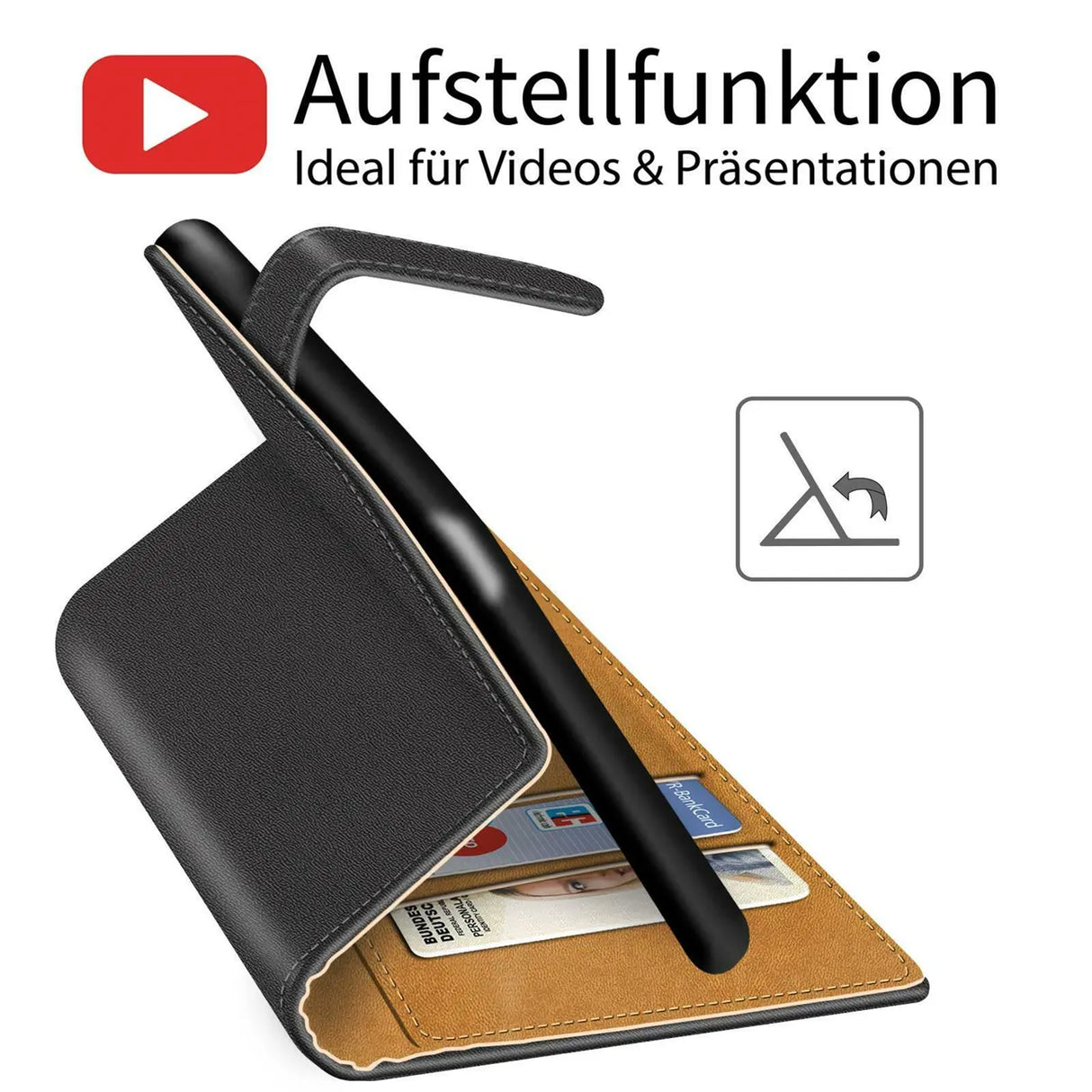 Honor 90 Klapphülle in Schwarz mit Kartenfächern und Schutz