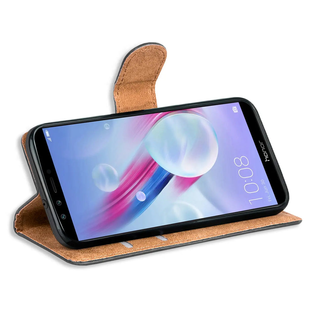 Honor 9 Lite Klapphülle in Schwarz mit Kartenfächern und Schutz