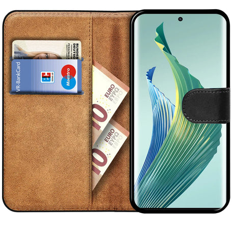Honor Magic5 Lite Klapphülle in Schwarz mit Kartenfächern und Schutz