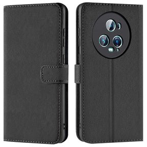 Honor Magic5 Pro Klapphülle in Schwarz mit Kartenfächern und Schutz