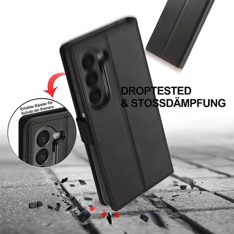 Honor Magic V2 Klapphülle in Schwarz mit Kartenfächern und Schutz