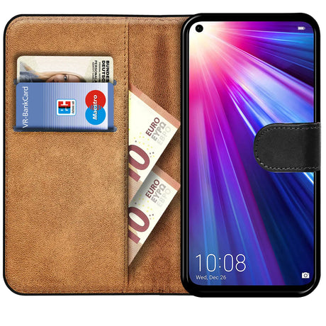 Honor View 20 Klapphülle in Schwarz mit Kartenfächern und Schutz