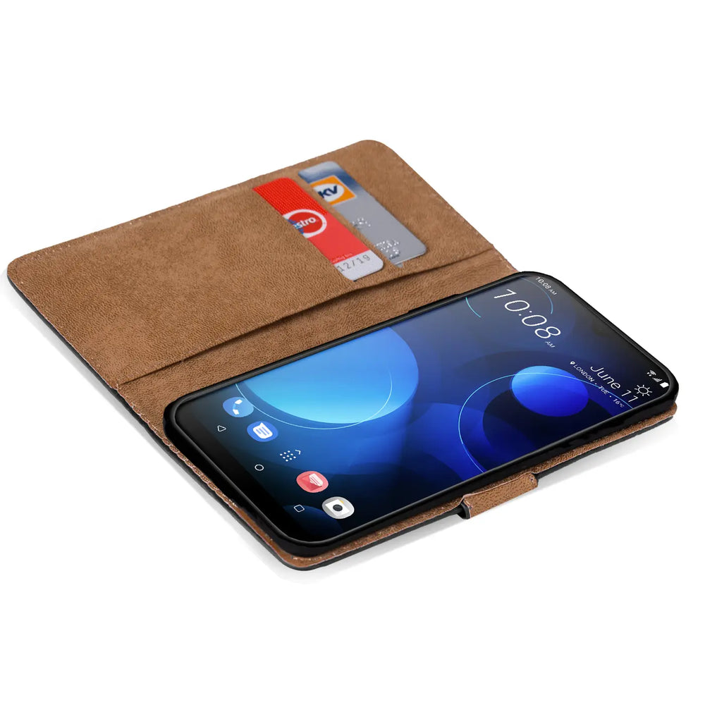 HTC Desire 19 Plus Klapphülle in Schwarz mit Kartenfächern und Schutz