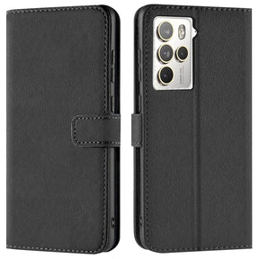 HTC U23 Pro Klapphülle in Schwarz mit Kartenfächern und Schutz