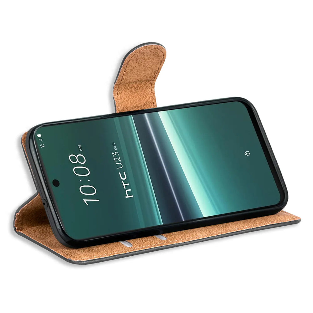 HTC U23 Pro Klapphülle in Schwarz mit Kartenfächern und Schutz