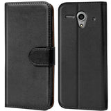 Huawei Ascend G300 Klapphülle in Schwarz mit Kartenfächern und Schutz