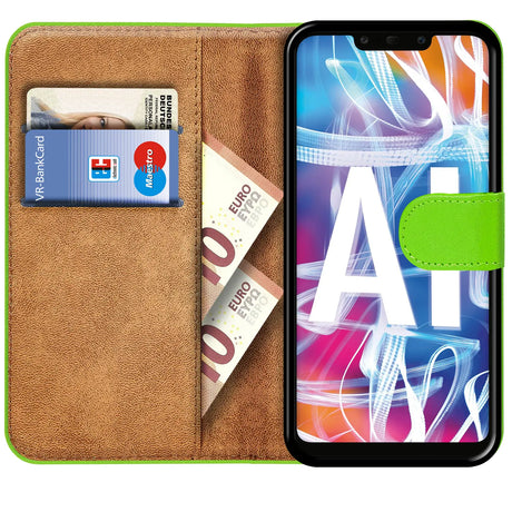 Huawei Mate 20 Lite Klapphülle in Grün mit Kartenfächern und Schutz