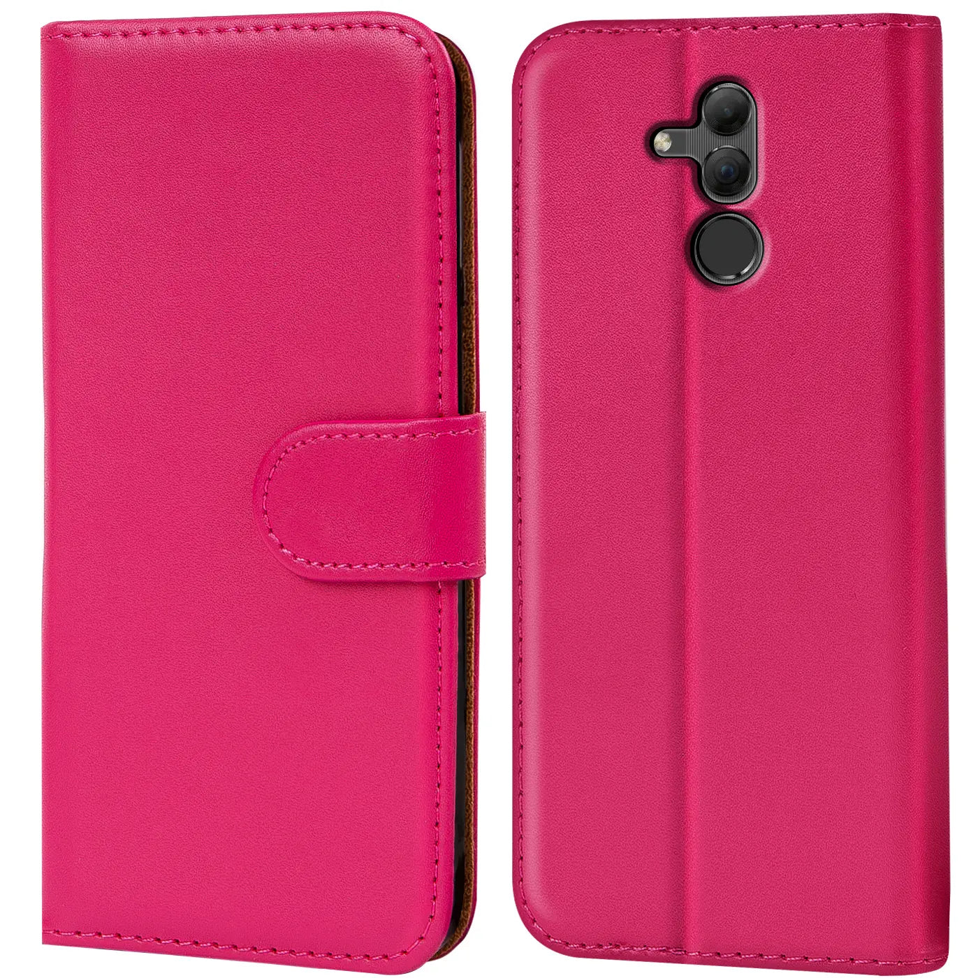 Pink Kunstleder-Klapphülle für Huawei Mate 20 Lite, Vorder- und Rückansicht.