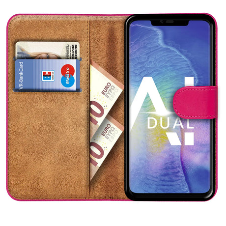 Huawei Mate 20 Pro Klapphülle in Pink mit Kartenfächern und Schutz