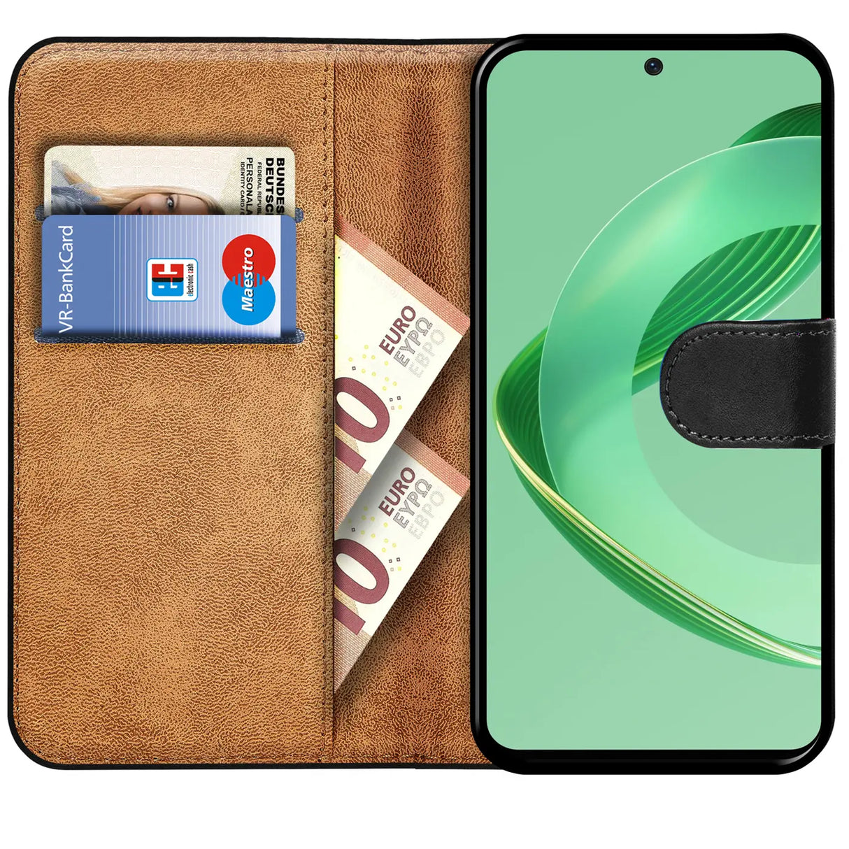 Huawei Nova 12 SE Klapphülle in Schwarz mit Kartenfächern und Schutz