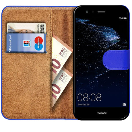 Huawei P10 Lite Klapphülle in Blau mit Kartenfächern und Schutz