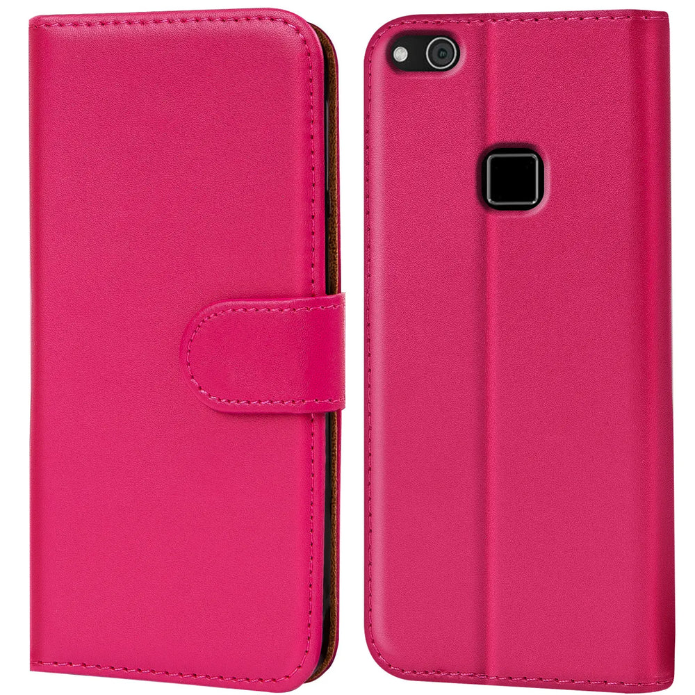 Huawei P10 Lite Klapphülle in Pink mit Kartenfächern und Schutz