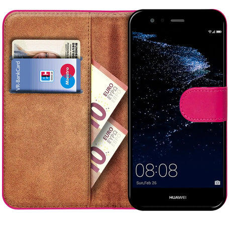 Huawei P10 Klapphülle in Pink mit Kartenfächern und Schutz
