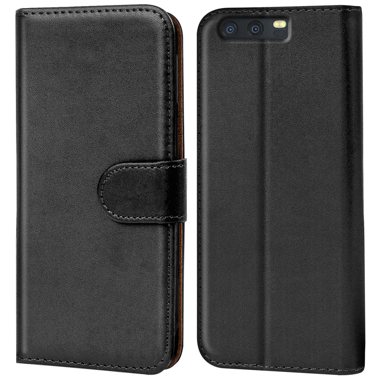 Huawei P10 Klapphülle in Schwarz mit Kartenfächern und Schutz