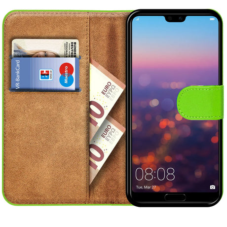 Huawei P20 Klapphülle in Grün mit Kartenfächern und Schutz