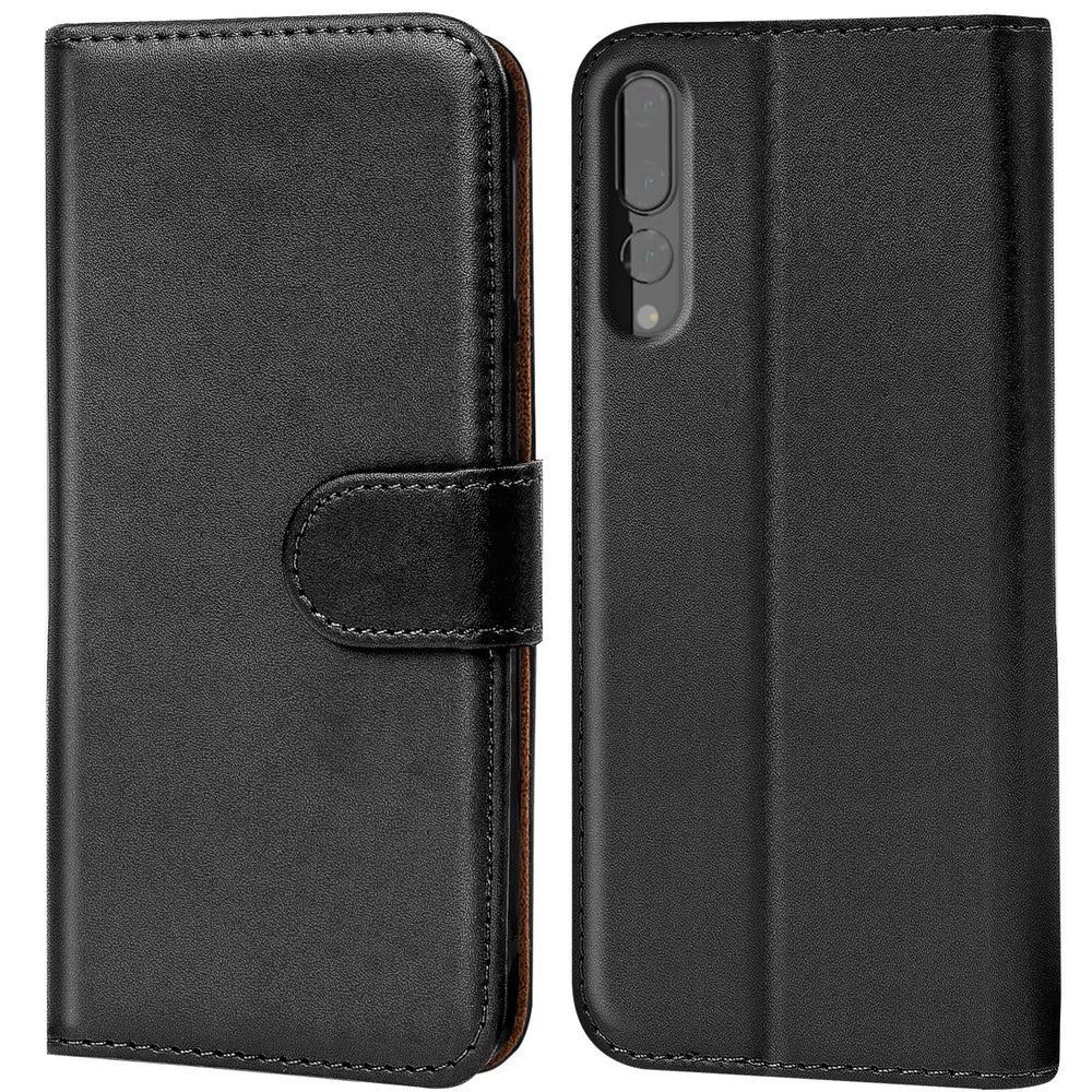 Huawei P20 Pro Klapphülle in Schwarz mit Kartenfächern und Schutz