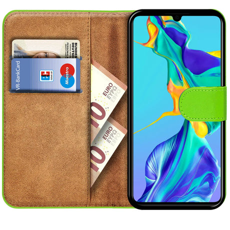 Huawei P30 Klapphülle in Grün mit Kartenfächern und Schutz