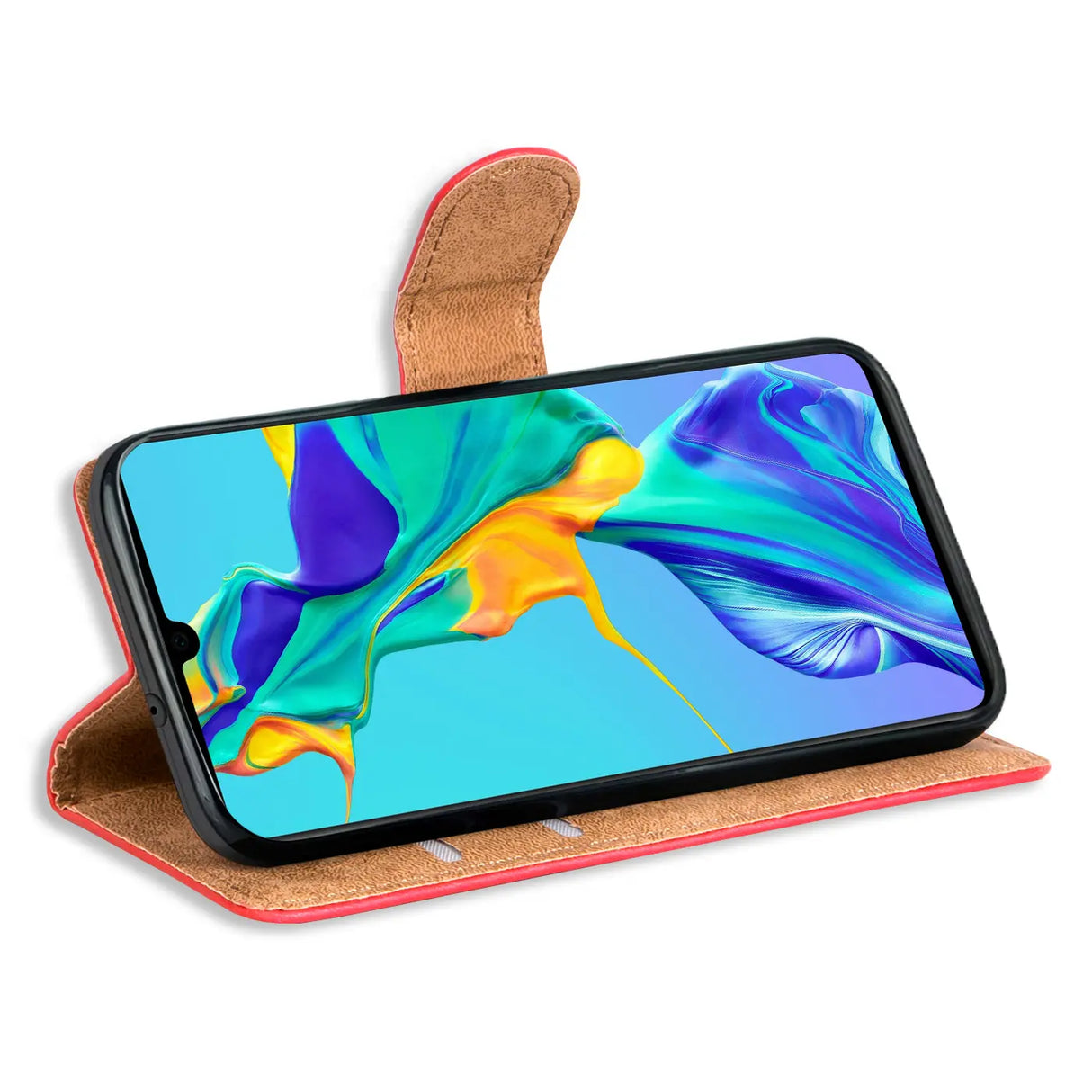 Huawei P30 Lite Klapphülle in Rot mit Kartenfächern und Schutz