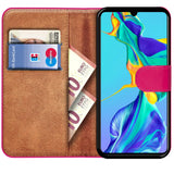 Huawei P30 Klapphülle in Pink mit Kartenfächern und Schutz