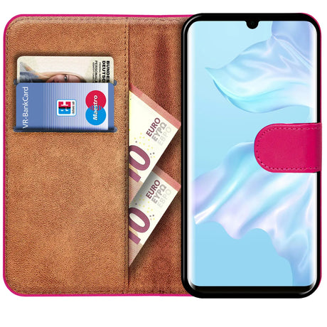 Huawei P30 Pro Klapphülle in Pink mit Kartenfächern und Schutz