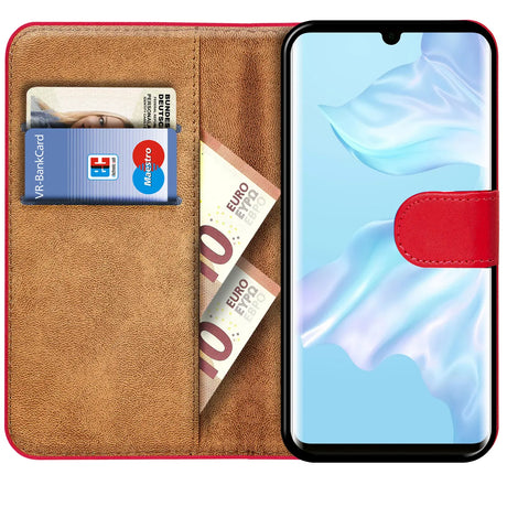 Huawei P30 Pro Klapphülle in Rot mit Kartenfächern und Schutz