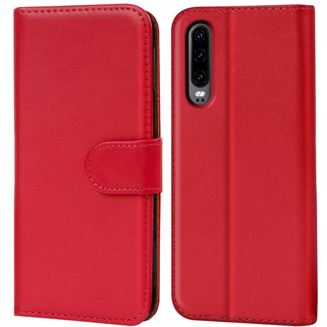 Huawei P30 Klapphülle in Rot mit Kartenfächern und Schutz