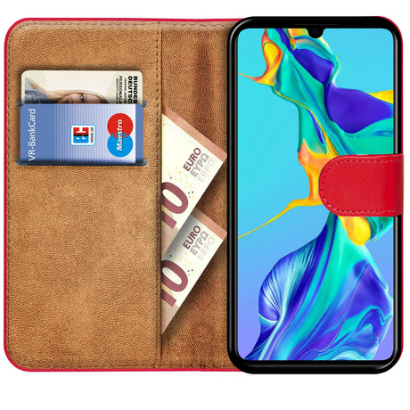 Huawei P30 Klapphülle in Rot mit Kartenfächern und Schutz