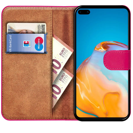 Huawei P40 Klapphülle in Pink mit Kartenfächern und Schutz