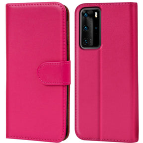 Huawei P40 Pro Klapphülle in Pink mit Kartenfächern und Schutz