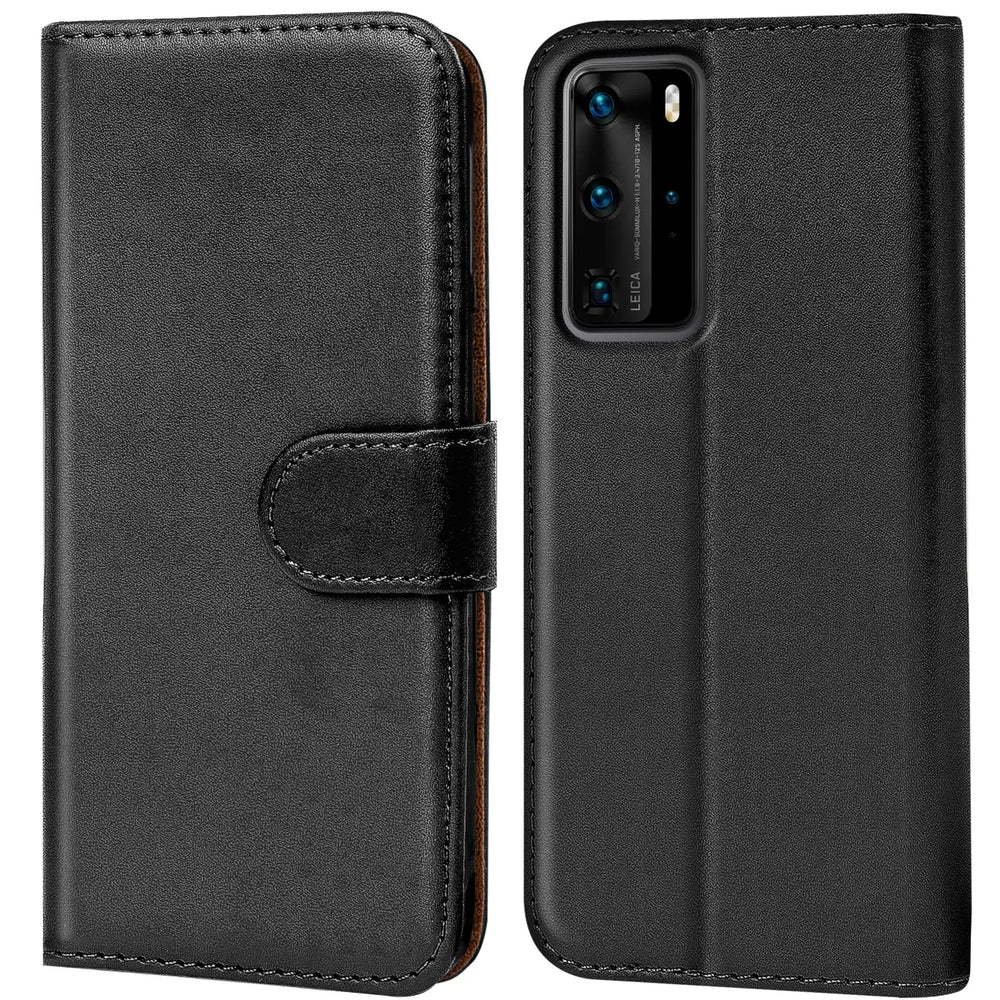 Huawei P40 Pro Klapphülle in Schwarz mit Kartenfächern und Schutz