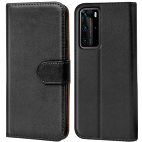 Huawei P40 Pro Klapphülle in Schwarz mit Kartenfächern und Schutz