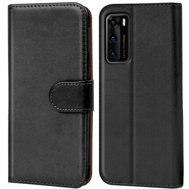 Huawei P40 Klapphülle in Schwarz mit Kartenfächern und Schutz