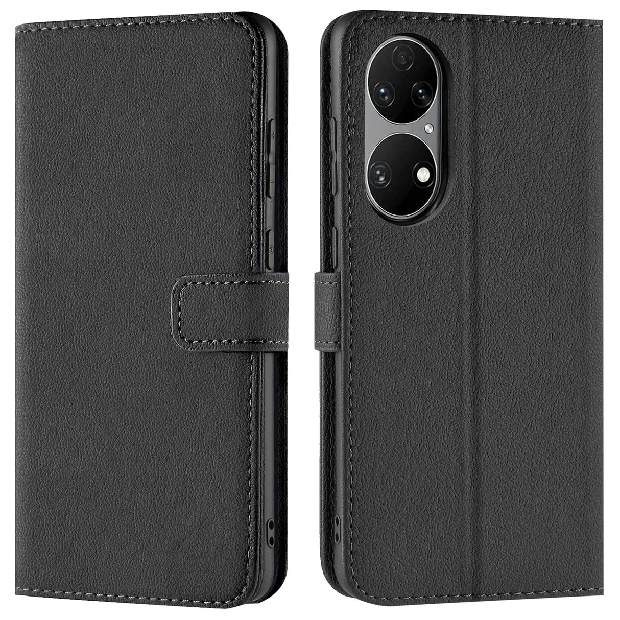Huawei P50 Pro Klapphülle in Schwarz mit Kartenfächern und Schutz