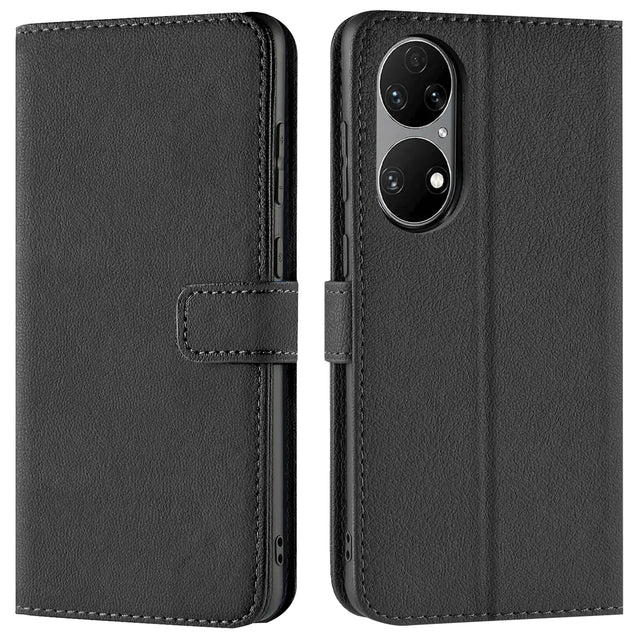 Huawei P50 Pro Klapphülle in Schwarz mit Kartenfächern und Schutz