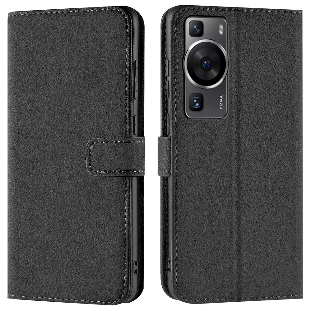 Huawei P60 Pro Klapphülle in Schwarz mit Kartenfächern und Schutz