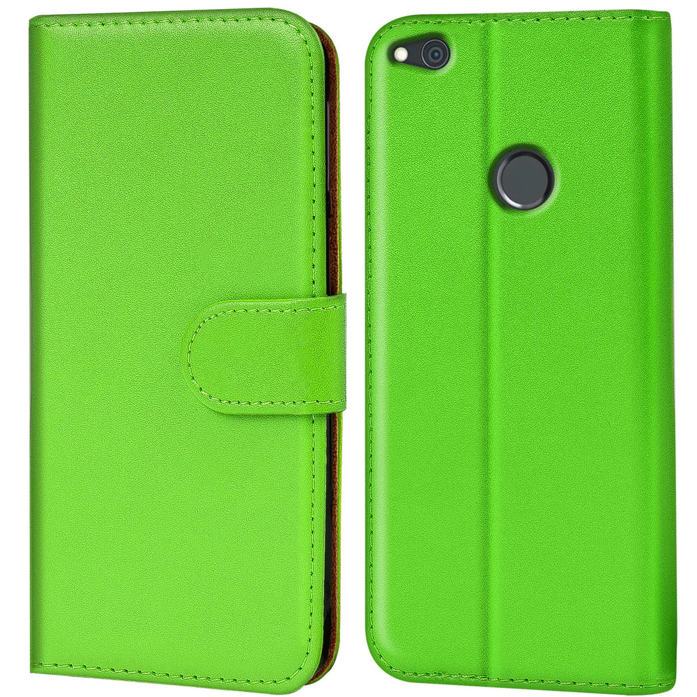 Huawei P8 Lite 2017 Klapphülle in Grün mit Kartenfächern und Schutz