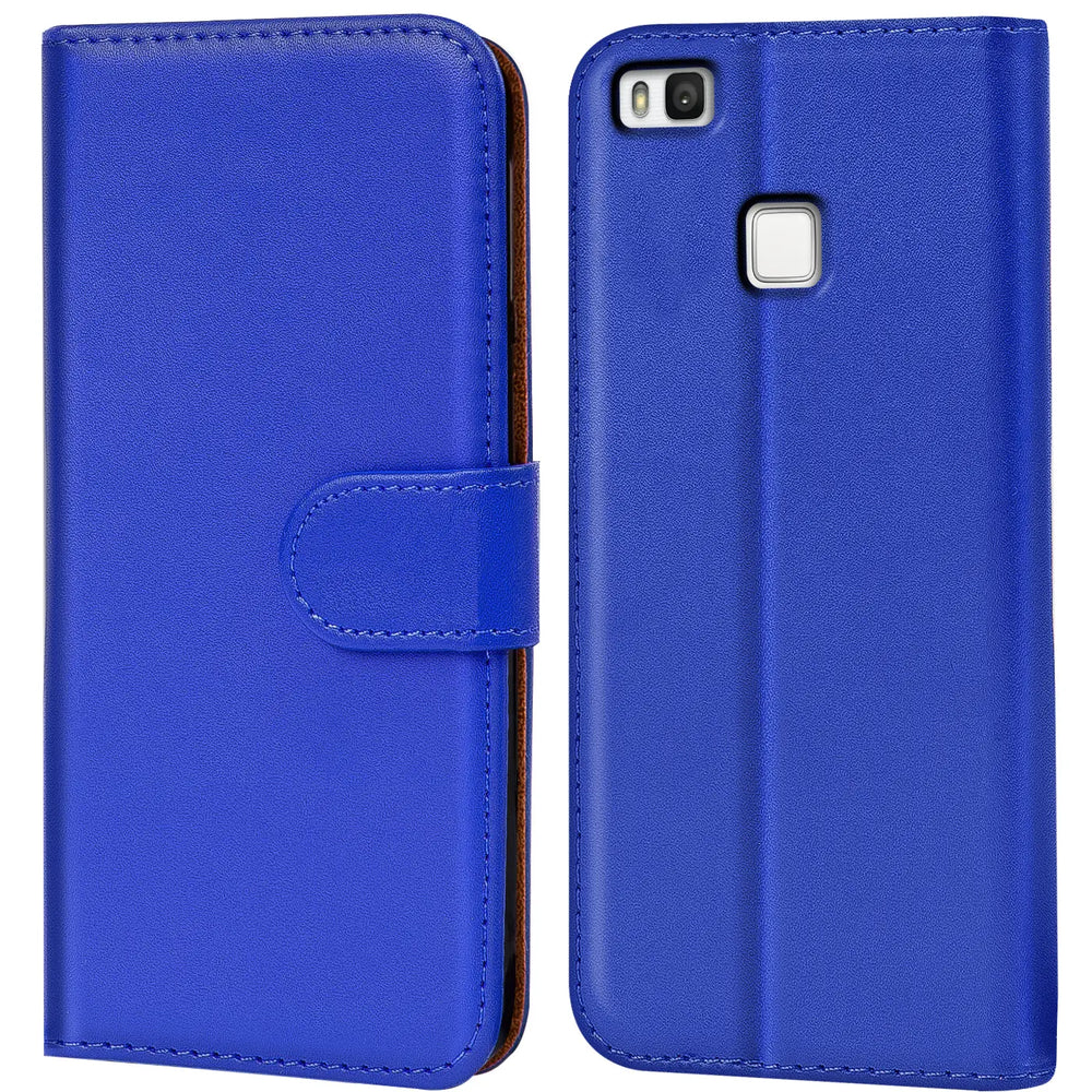 Huawei P9 Lite Klapphülle in Blau mit Kartenfächern und Schutz