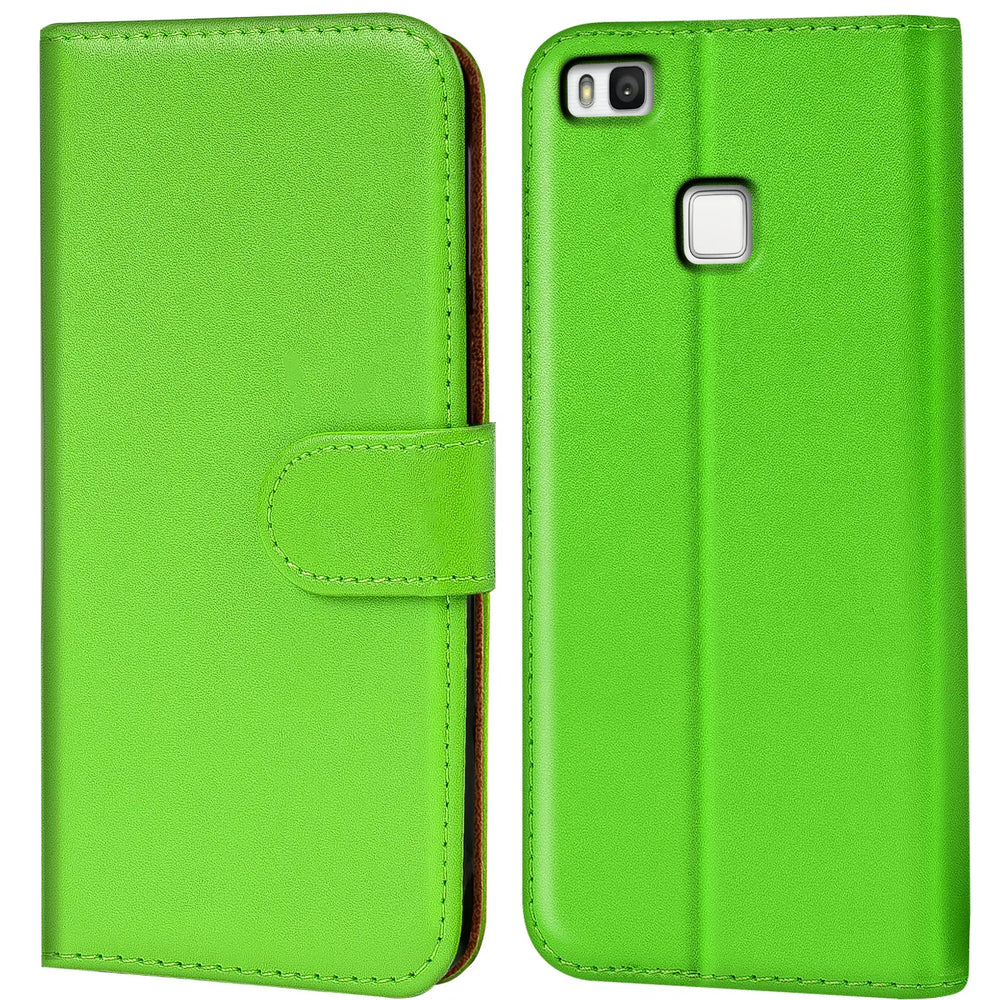 Huawei P9 Lite Klapphülle in Grün mit Kartenfächern und Schutz