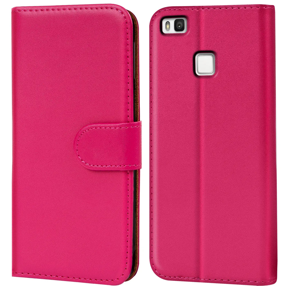 Huawei P9 Lite Klapphülle in Pink mit Kartenfächern und Schutz