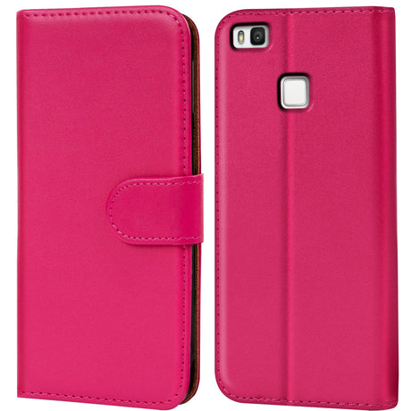 Huawei P9 Lite Klapphülle in Pink mit Kartenfächern und Schutz
