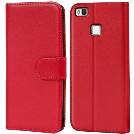 Huawei P9 Lite Klapphülle in Rot mit Kartenfächern und Schutz
