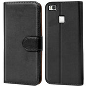 Huawei P9 Lite Klapphülle in Schwarz mit Kartenfächern und Schutz