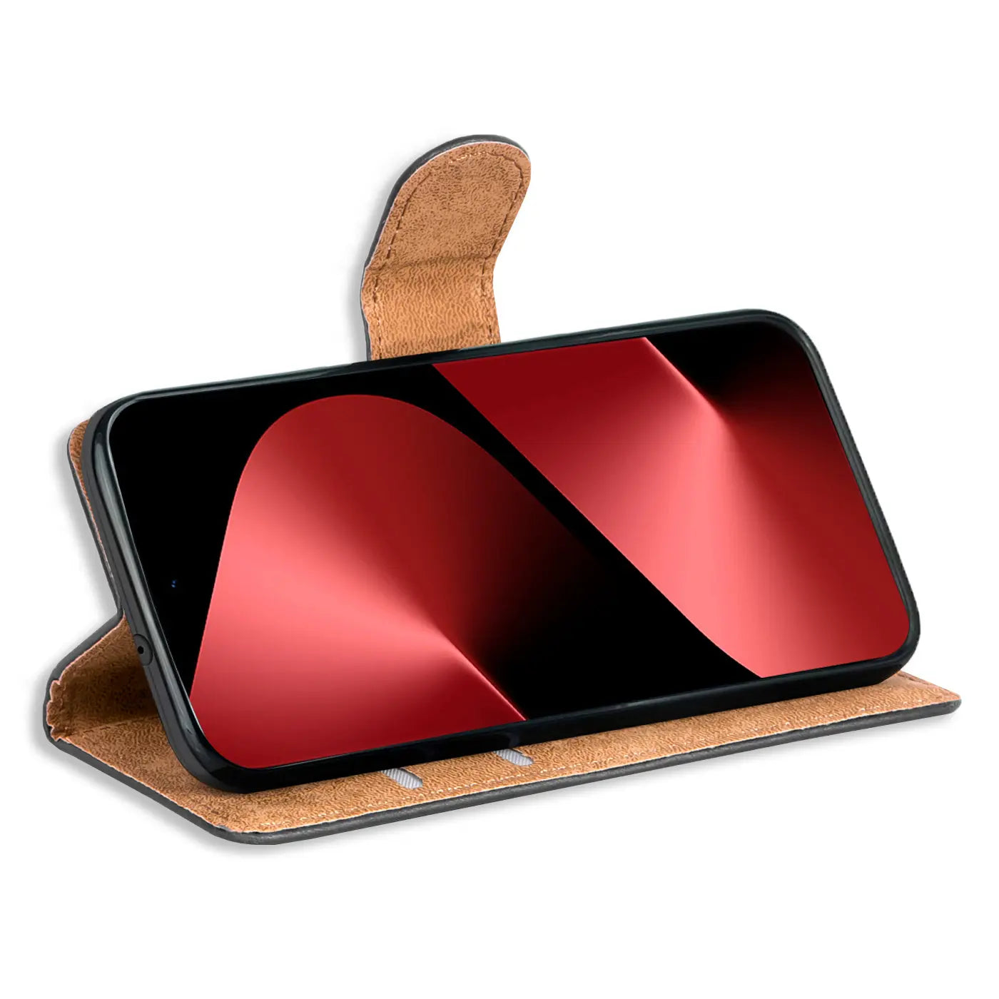 Braune Leder-Klapphülle mit Kartenfächern für Huawei Pura 80 Pro, von vorne.