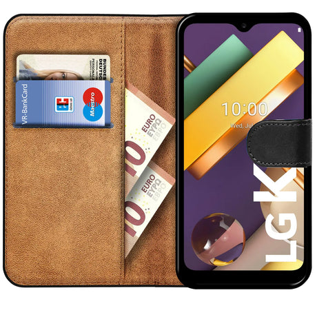 LG K22 Klapphülle in Schwarz mit Kartenfächern und Schutz