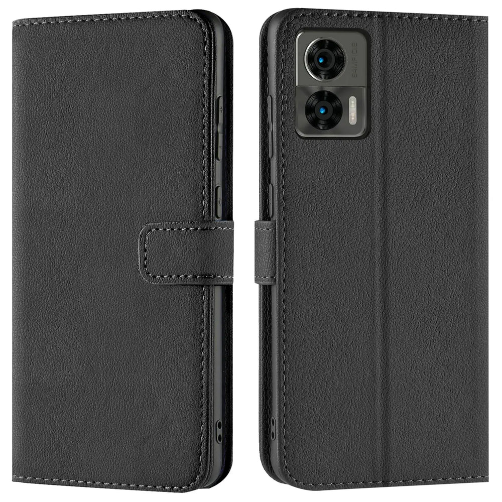 Motorola Edge 30 Neo Klapphülle in Schwarz mit Kartenfächern und Schutz