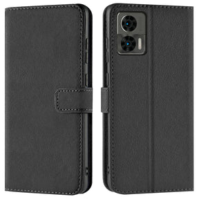 Motorola Edge 30 Neo Klapphülle in Schwarz mit Kartenfächern und Schutz