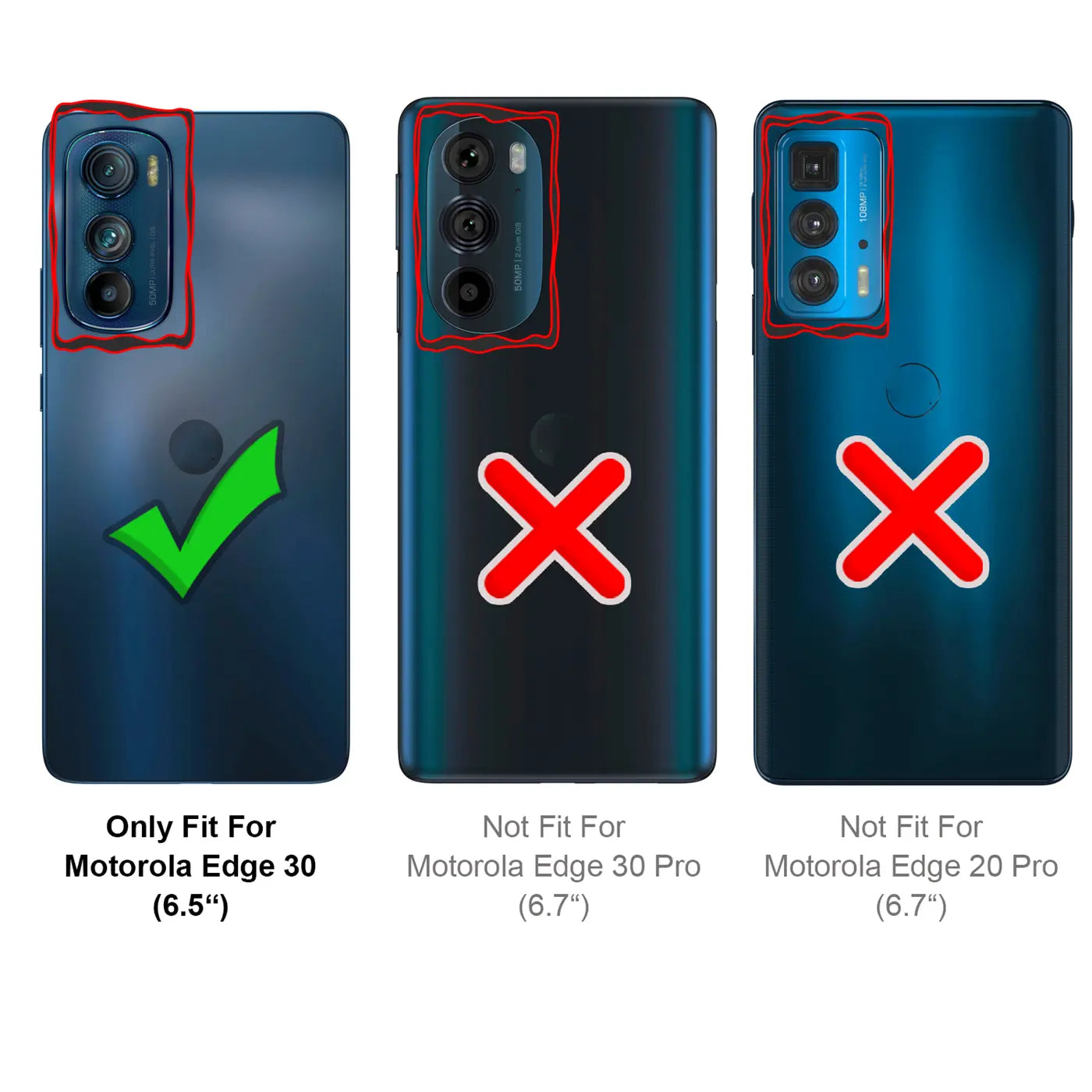 Rückansicht Motorola Edge 30 (6.5") mit Haken, andere Modelle mit Kreuz