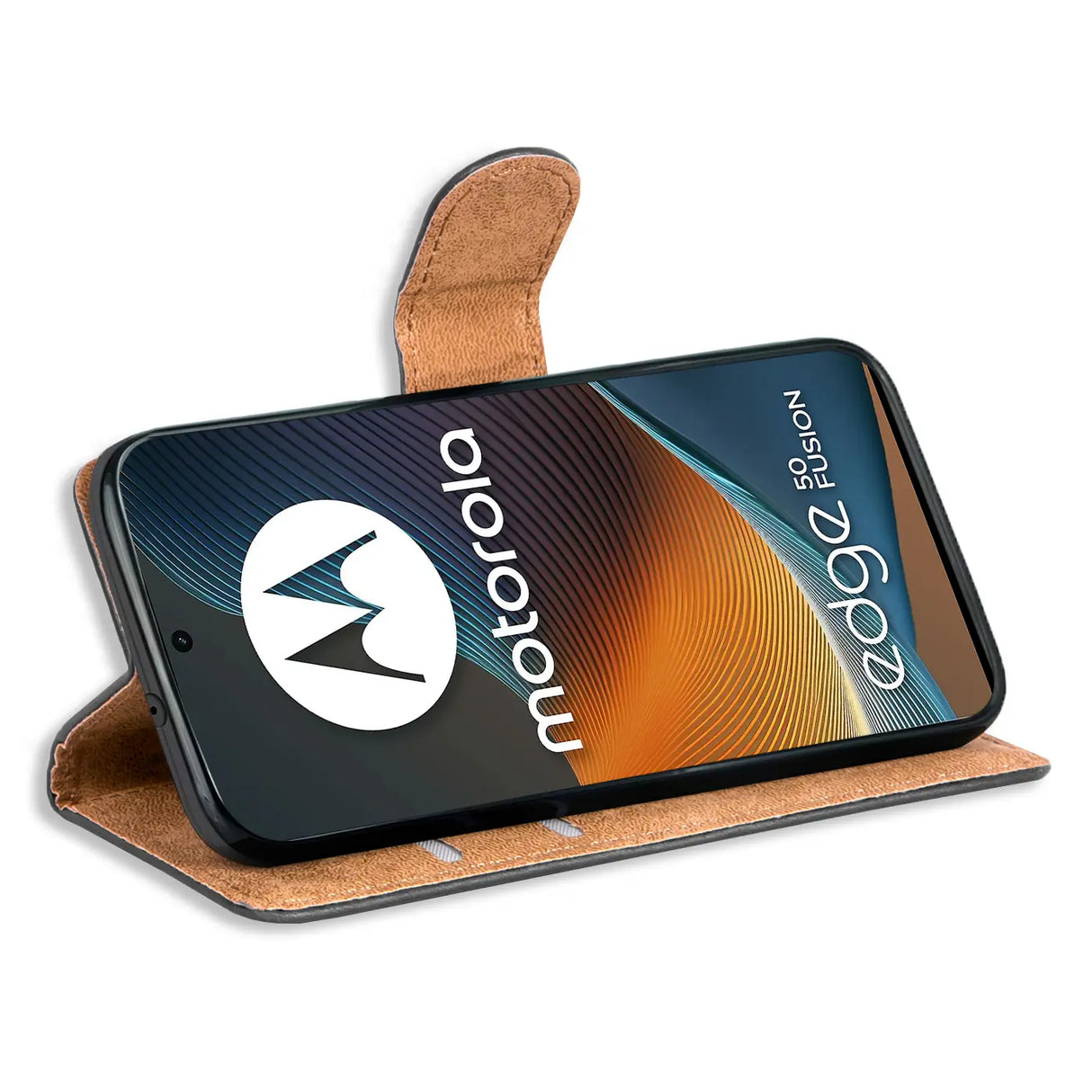 Motorola Edge 50 Fusion Klapphülle in Schwarz mit Kartenfächern und Schutz
