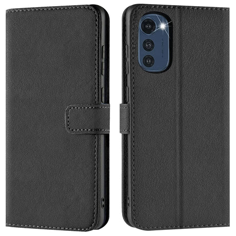 Motorola Moto E32 / E32s Klapphülle in Schwarz mit Kartenfächern und Schutz